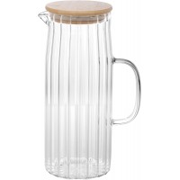 Jarra de Vidro com Tampa em Bambu - 1,2 Litro - Transparente